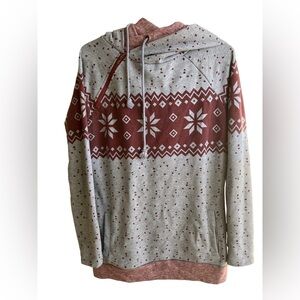 Ampersand Avenue double hood hoodie grey red large